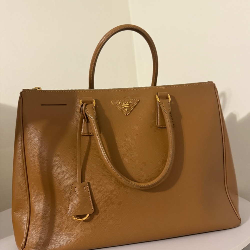 Authentic Prada Saffiano Leather Tote in Caramel Tan